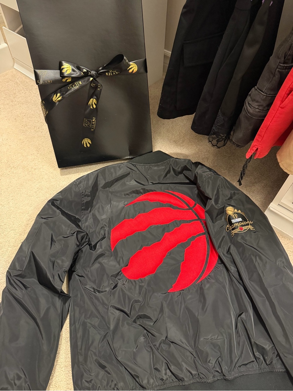 Limited Edition Toronto Raptors Black Bomber Jacket with Red Logo